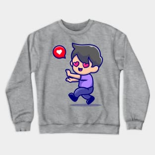 Cute Boy Falling In Love Cartoon Crewneck Sweatshirt